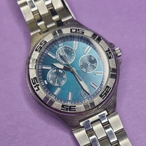 Silver and Blue Chronograph Watch